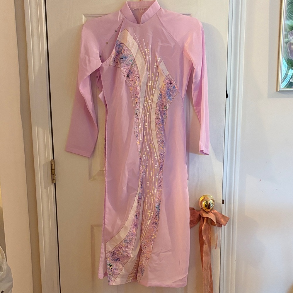Elegant Pink Long Ao Dai Set